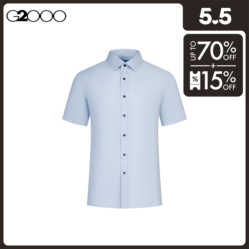G2000 Men Non-Iron Cotton Spandex 2-Tone Dress Shirt