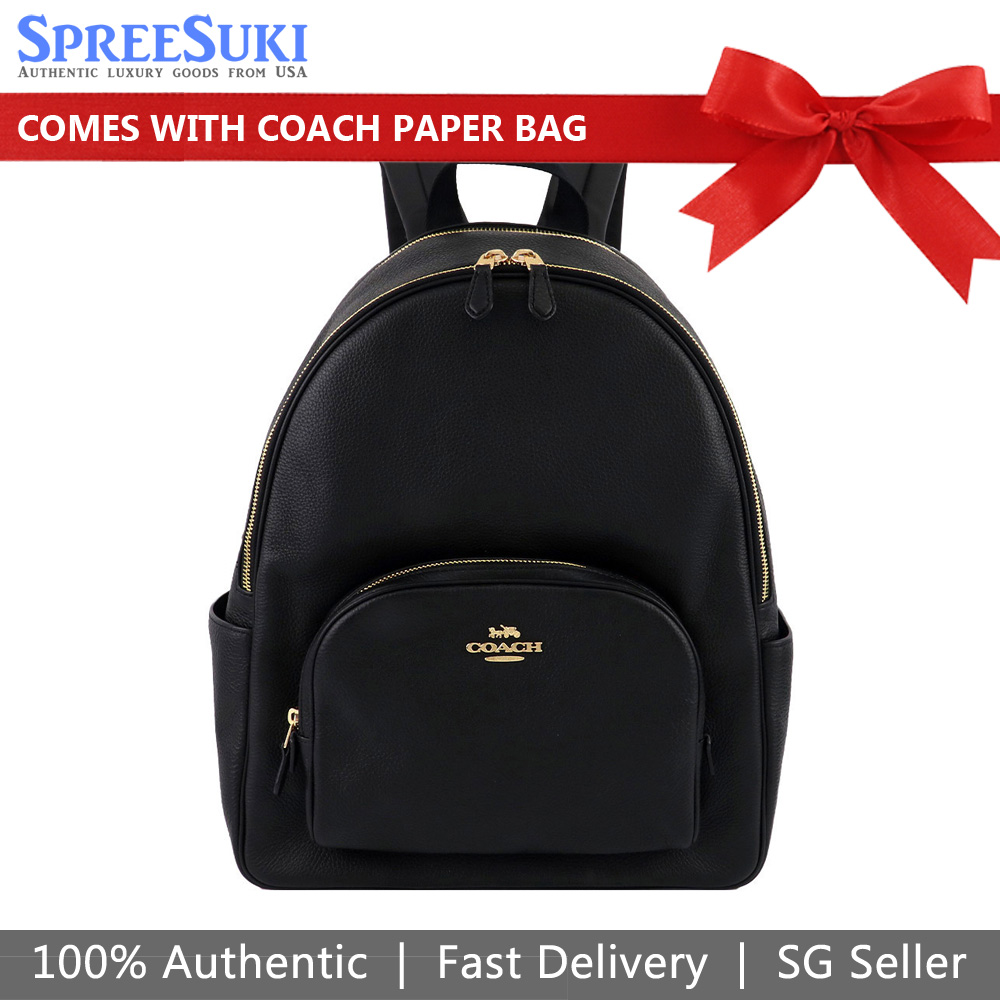 Coach Backpack With Gift Paper Bag Leather Large Court Backpack Black # 5669