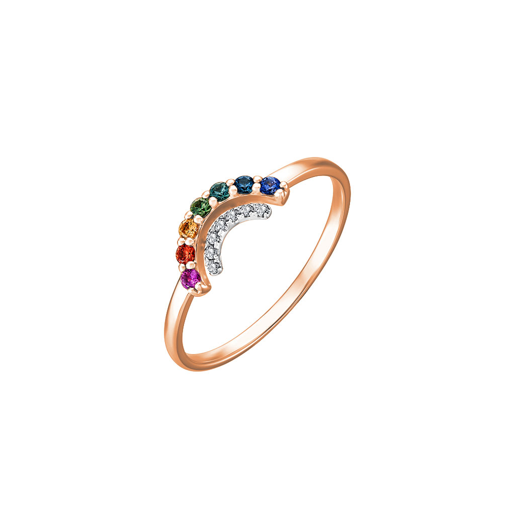 Citigems 18K Gold Rainbow Sapphire Diamond Ring