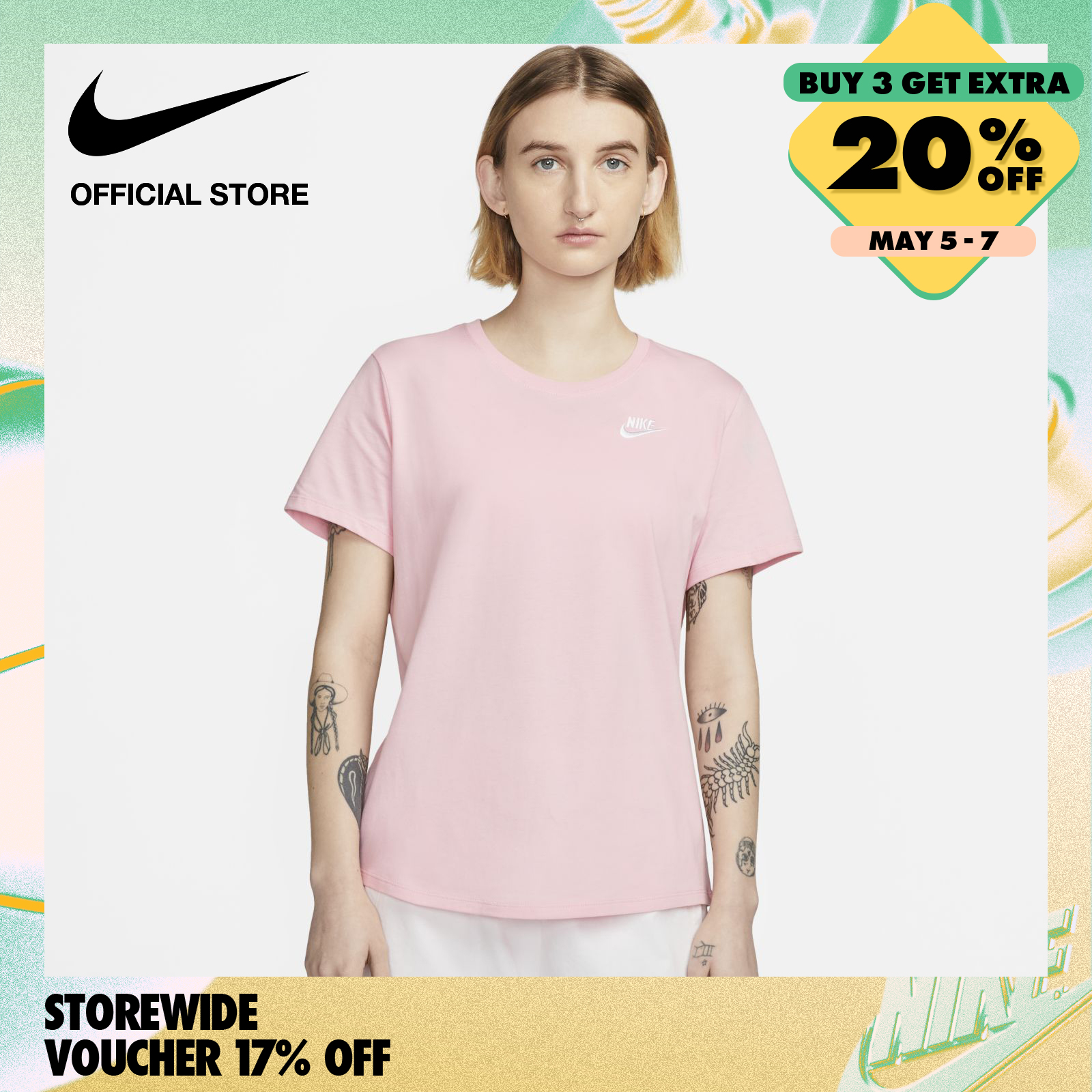 Nike Women's Sportswear Club T-Shirt - Medium Soft Pink