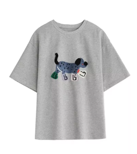 CHIC VEN Women T-Shirts Loose Streetwear Unisex Fun Dog Embroidered Short Sleeve Cotton Girl Tees Female Top Summer 2024