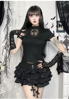 2025 New Vintage Gothic Cake Shorts Women Y2k E-girl Harajuku Punk Cross Pendant Culottes Aesthetic Fairycore Cute Kawaii Shorts