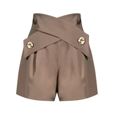 TWOTWINSTYLE Black Patchwork Metal Button Short For Women High Waist Casual Shorts Female Summer Fashion New Clothing 2021