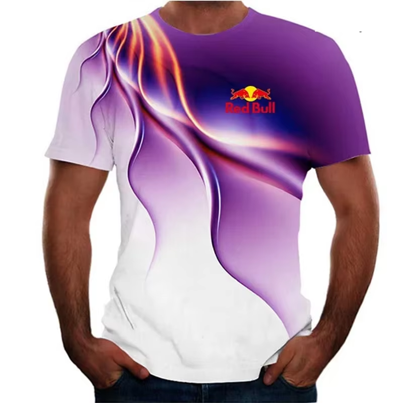 2025 Red Bull Men's T-shirt Summer New Red Bull S3D Printing Fashion Racing Short Sleeve Outdoor Quick-drying Sports T-shirt