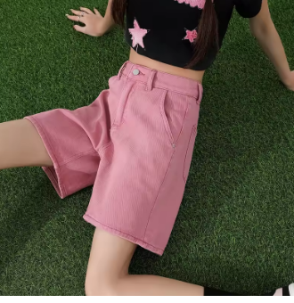 ZOENOVA Korean Street Fashion Cool Girl Simple White Denim Shorts Summer High Waist Loose Versatile Straight Five Quarter Jeans