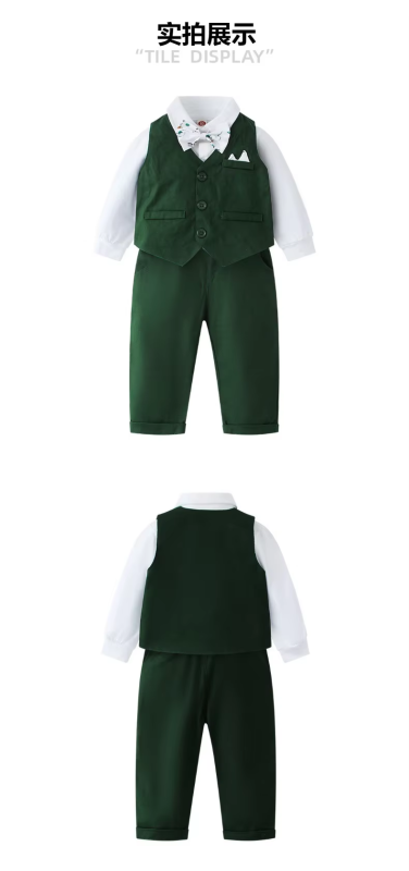 Kids Boys Formal Party Outfits Clothes Set Wedding 1st Birthday Toddler Boy Gentleman Handsome Children Vest Suit 3 6 12 18 24M