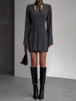 Tesco new in matching sets V-Neck Long Sleeves Tops and Skirt Set Office Lady Outfit Women Summer Mini Dress Set