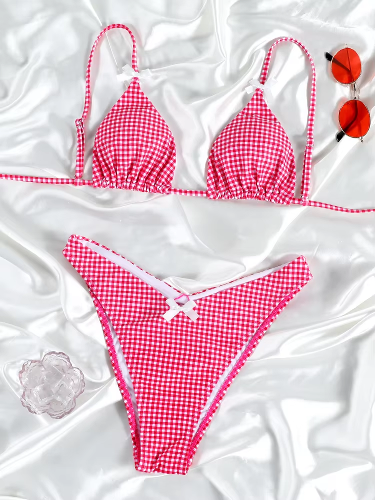 Brown Color Bikinis Bow Swimwear Women'S Summer Swimsuit 2024 Sexy Bikini Set Low Waist Beachwear Push Up Bathing Suits