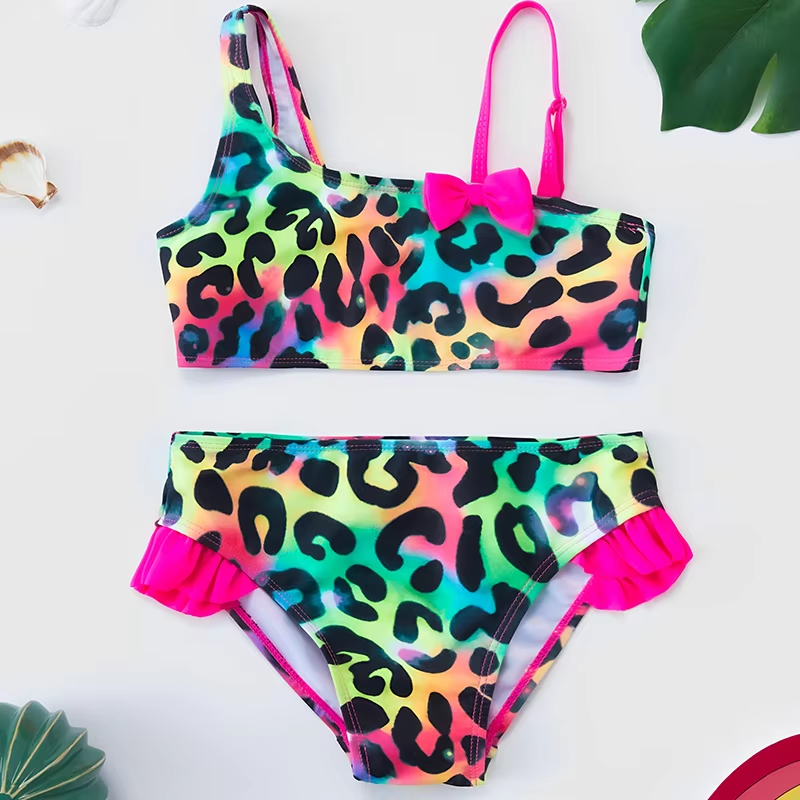 Hello Kitty Gilrs Bow Bikini Set Trendy Two-Piece Swimsuits for Summer Stylish Beachwear Pool Fashion Bathing Suits