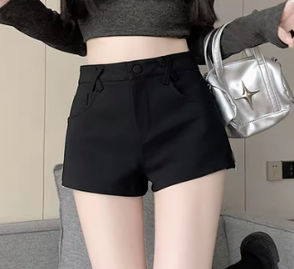 FOTVOTEE Black Hot Pants for Women Vintage Casual Loose Short Pants Spring Summer 2025 New Female High Waist Fashion Shorts