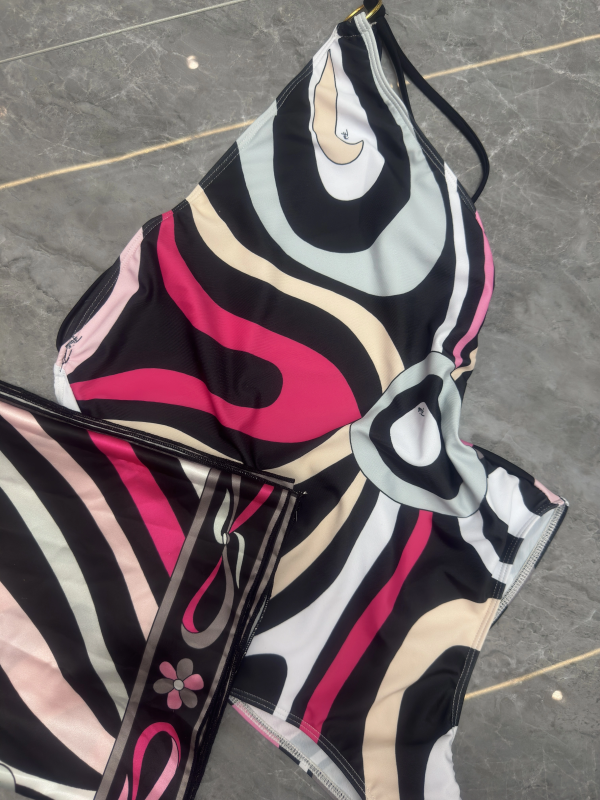 2025 striped bikini women scarf swimwear sarong swimsuit headband beachwear colorful bathing suit