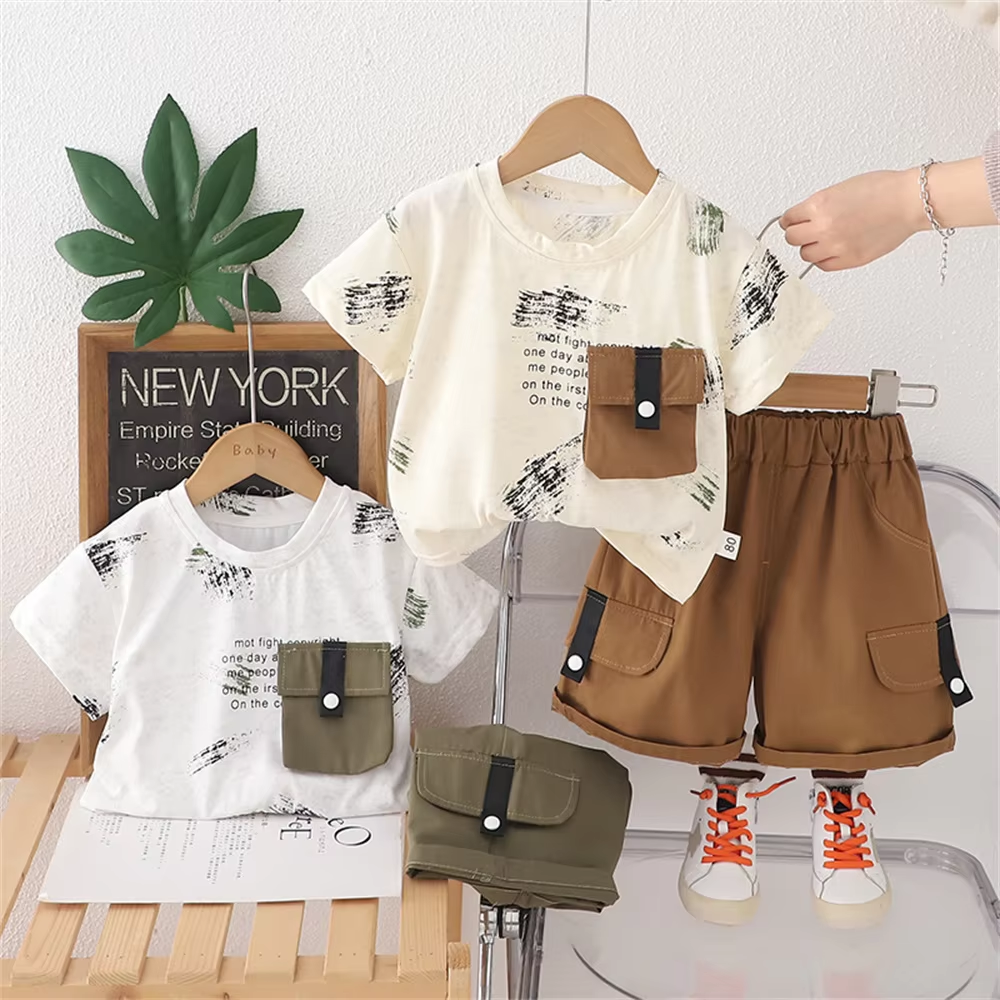 Toddler Newborn Baby Boy Clothes Sets Summer Casual Print TShirt Shorts 2Pcs Infant Boys Clothing Children Tracksuits