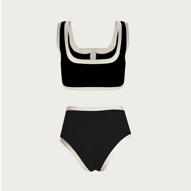 Sexy Bikini Set Woman Swimwear 2024 High Waist Two-Piece Swimsuit Women Ribbed Beach Wear Bath Suits Biquini Swim Suit Monokini