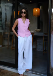 Bornladies Fashionable High Waisted Straight Leg Pants Women Loose Solid Fashion Chic Versatile Office Lady Commuting Pants