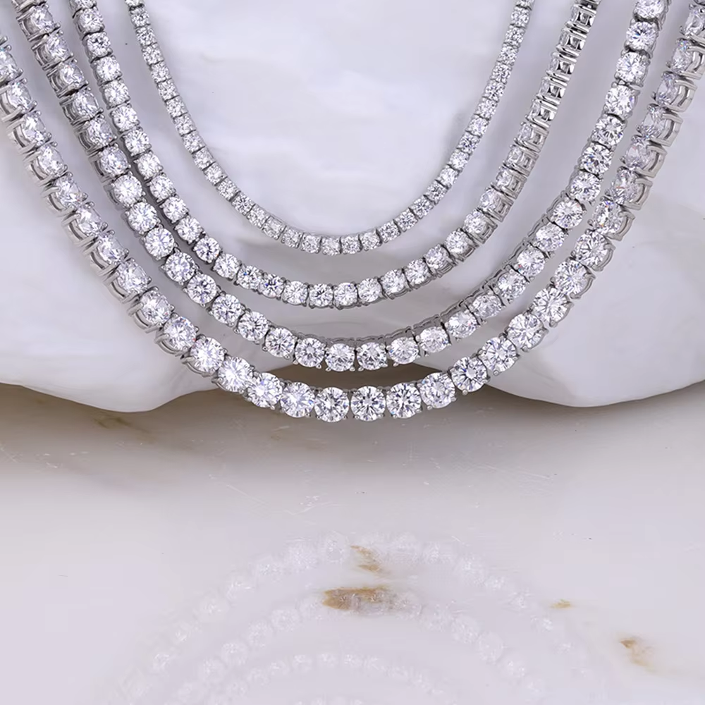 3/4/5/6.5mm Real Moissanite Tennis Necklace Bracelet for Men Women 925 Sterling Silver Lab Diamond Neck Chains Party Jewelry GRA