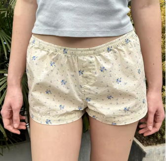 Y2K Kawaii Women Lounge Shorts Cute Boyshorts Panties for Women Floral Printing Front Button Sleepwear Pj Bottoms for Summer