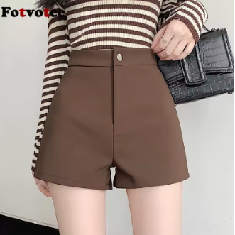 FOTVOTEE High Waist Shorts for Women Comfortable Chic Casual Hot Pants Spring Summer 2025 New Fashion Solid Female Sexy Shorts