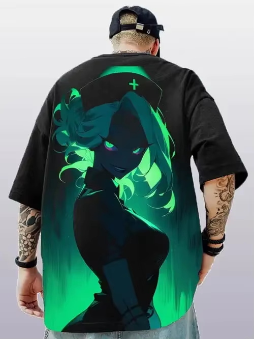 Summer Fashion New 3D Japanese Anime Character Print Men's Casual T-shirt Street Trend Men's Top Large Size Loose Short Sleeves