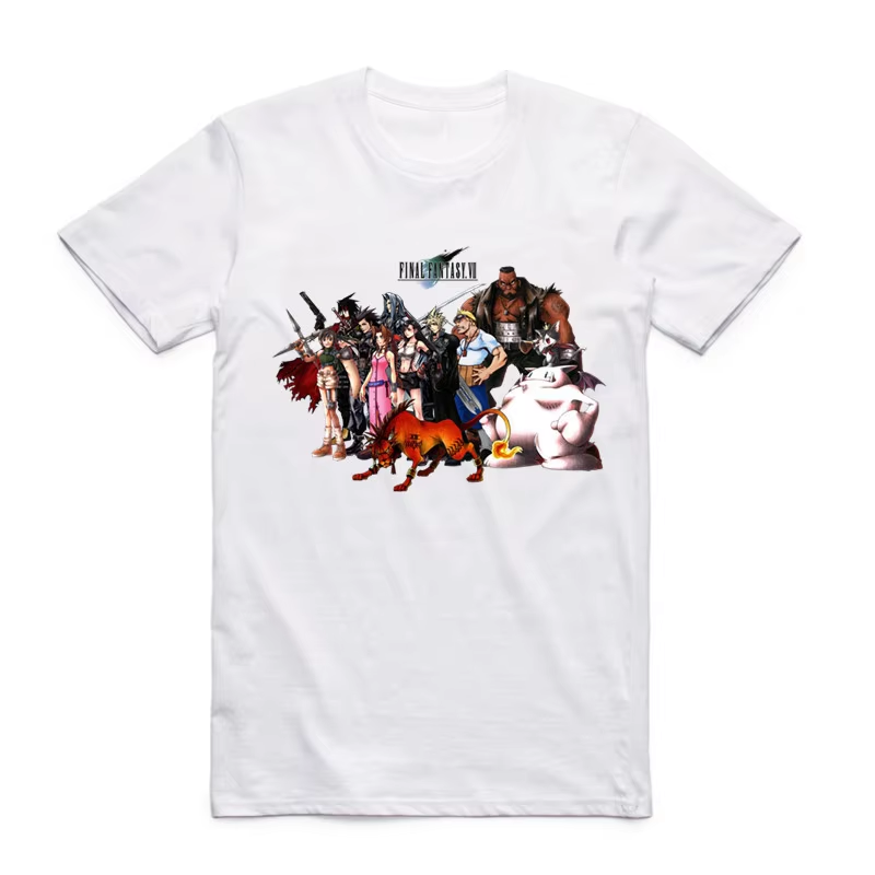 2019 Fashion Men FF Final Fantasy T-shirt O-Neck Short Sleeve Summer Geek Japanese Game Cloud Strife YUNA Casual Top Tee T Shirt