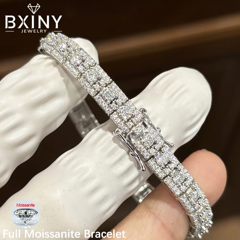 BXINY Luxury Full Moissanite Bracelet S925 Silver Sparkling Diamond for Women Engagement Wedding Fine Jewelry Gift GRA Certified