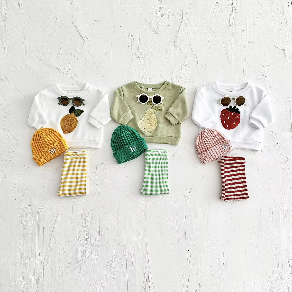 Ins Baby Girls Clothes Autumn Infant Toddler Outfits Fruit Embroidery Pullover Top+Pants Spring Newborn Sets Cotton Clothing